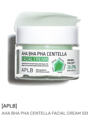 AHA BHA PHA Centella Facial Cream, 55mL