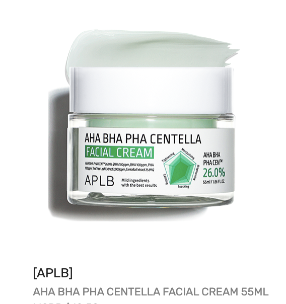 AHA BHA PHA Centella Facial Cream, 55mL